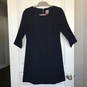 Vince Camuto Navy Blue A-Line Work Dress with 3/4 Sleeves & Pockets